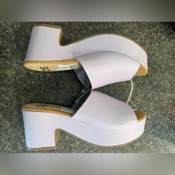 🌟HP🌟 LILAC LAVENDER Chunky Heel Mules Clogs Platform Summer Spring Picnic 90s - Picture 6 of 16